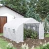 Outdoor Walk-In Tunnel Greenhouse 12x10 ft with Roll-up Windows Zippered Door White PE Cover for Garden