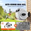 Retractable Hose Reel, 65 ft x 5/8 inch, 180Â° Swivel Bracket Wall-Mounted, Garden Water Hose Reel with 9-Pattern Nozzle, Automatic Rewind