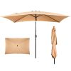 10 x 6.5 FT Square Patio Umbrella, Tilting Outdoor Market Umbrella with 6 Iron Ribs & Iron Pole, Polyester Fabric Yard Sun Shade Umbrella Khaki