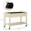 Raised Garden Bed Mobile Elevated Wood Planter Box w/ Lockable Wheels, Storage Shelf for Herbs and Vegetables Backyard Patio Balcony Zebrano