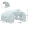 11.5X10X6.5 High Tunnel Greenhouse, with 6 Roll-up Windows, Zippered Door, PE Cover,Steel Frame, Walk-in Greenhouse, White