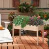 48'' Raised Garden Bed Wooden Elevated Planter Box DIY Paint with Holes for Vegetables Herb Flowers