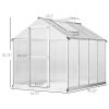 8' L x 6' W Walk-In Polycarbonate Greenhouse with Roof Vent for Ventilation & Rain Gutter, Hobby Greenhouse for Winter