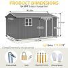 12x10 FT Outdoor Storage Shed Metal, Large Garden Tool Sheds Outdoor with Lockable Doors, Waterproof Steel Utility Storage Building