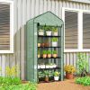 5 Tier Mini Greenhouse, Small Portable Greenhouse with PE Cover, Roll-Up Zippered Door, 76" x 35.4" x 19.3", Green