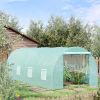 20' x 10' x 7' Walk-In Tunnel Greenhouse with Zippered Door & 8 Mesh Windows, Large Garden Green House Kit, Galvanized Steel Frame, Green