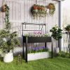 Elevated Garden Box with Greenhouse Cover, Raised Garden Bed with Legs and Drainage Hole for Vegetables, Black