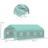 20' x 10' x 7' Outdoor Walk-in Greenhouse, Tunnel Green House with Roll-up Windows, Zippered Door, PE Cover, Heavy Duty Steel Frame, Green