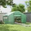 13' x 10' x 6.5' Tunnel Greenhouse Hoop House with Upgraded Galvanized Steel Frame and Large Windows, Green