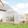 10'x11'x6' Walk-in Tunnel Greenhouse with Shelves, Mesh Door and Windows, Plant Hot House with PE Cover, White