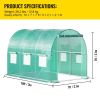 Walk-in Tunnel Greenhouse, 9.8 x 6.6 x 6.6 ft Portable Plant Hot House with Galvanized Steel Hoops, 1 Top Beam, Diagonal Poles