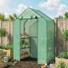 Greenhouse for Outdoors, Portable Greenhouse with 6 Shelves, UV-resistant PE Cover, Roll-up Door, Green
