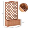 28" x 11" x 46" Raised Garden Bed, Wooden Planter Box w/ Trellis, Brown