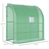 7' x 3' x 7' Lean to Greenhouse, Walk-In Green House, Plant Nursery with 2 Roll-up Doors and Windows, PE Cover and 3 Wire Shelves, Green