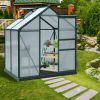 6' x 4' Greenhouse for Outdoors, Polycarbonate Greenhouse with Rain Gutter and Roof Vent