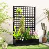 Galvanized Raised Garden Bed Planter Box with Trellis for Climbing Plants, Vegetable, Vines, 43" x 16" x 70", Black