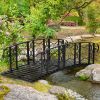 6' Metal Arch Backyard Garden Bridge with 660 lbs. Weight Capacity, Safety Siderails, Vine Motifs, Easy Assembly for Backyard Creek, Stream, Pond