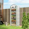 Mini Greenhouse with Screen Roof, 5 Tier Portable Small Greenhouse with High Strength PE Cover, White
