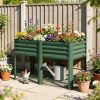 Raised Garden Bed Galvanized Steel, Elevated Planter Box with Storage Shelf, Bed Liner, 31.5" High, Green