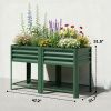 Raised Garden Bed Galvanized Steel, Elevated Planter Box with Storage Shelf, Bed Liner, 31.5" High, Green