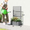 Galvanized Raised Garden Bed Planter Box with Trellis for Climbing Plants, Vegetable, Vines, 24" x 9" x 44.5", Gray