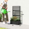 Galvanized Raised Garden Bed Planter Box with Trellis for Climbing Plants, Vegetable, Vines, 24" x 9" x 44.5", Black