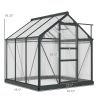 Polycarbonate Greenhouse, Heavy Duty Outdoor Aluminum Walk-in Green House Kit Vent Door, 6.2'x6.2'x6.6' Gray