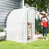 5' x 4' x 7' Outdoor Lean to Greenhouse, Walk-In Green House Plant Nursery with Roll-up Window, PE Cover, White
