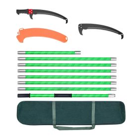 Manual Pole Saw, 3.87-27 ft Extendable Pole Tree Pruner, Sharp 65Mn Steel Blade, Lightweight Fiberglass Handle Pole