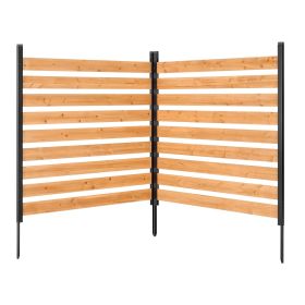Wooden Privacy Fence, 48 x 49 x 28 inch Air Conditioner Fence, 2 Panel Solid Outdoor Wood Privacy Screen with Metal Stakes, Steel Frame