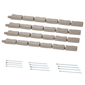 Faux Stone Landscape Edging, 46.4 x 2.2 in Realistic Lawn Edging, Flexible Brick-Sized Garden Edging Border with Anchoring Spikes