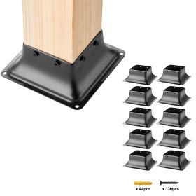 Post Base 4x4 10Pcs, Internal 3.6"x3.6" Heavy Duty Powder-Coated Steel Post Bracket Fit for Standard Wood Post Anchor
