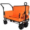 3-in-1 Folding Wagon Cart with Bench Seat Removable Canopy and Storage Collapsible Utility Wagon with Brakes 500lbs Capacity with All-Terrain Wheels f