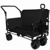 3-in-1 Folding Wagon Cart with Bench Seat Removable Canopy and Storage Collapsible Utility Wagon with Brakes 500lbs Capacity with All-Terrain Wheels f