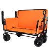 3-in-1 Folding Wagon Cart with Bench Seat Removable Canopy and Storage Collapsible Utility Wagon with Brakes 500lbs Capacity with All-Terrain Wheels f