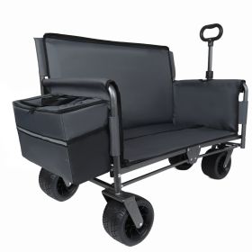 3-in-1 Folding Wagon Cart with Bench Seat, patent protection- Includes 1 ice pack, 500lbs Heavy-Duty Utility Wagon, 180L Capacity All-Terrain Wheels f (Option: gray)