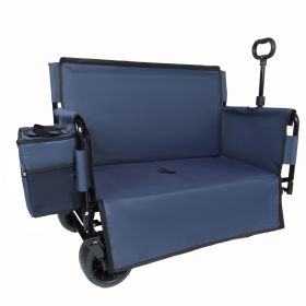 3-in-1 Folding Wagon Cart with Bench Seat, patent protection- Includes 1 ice pack, 500lbs Heavy-Duty Utility Wagon, 180L Capacity All-Terrain Wheels f (Option: DarkBlue)