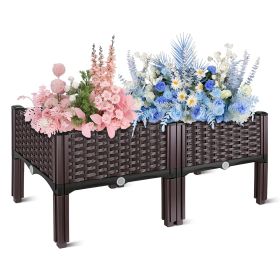 Outdoor Raised Garden Bed with Legs Elevated Planter Box with Self-watering System for Garden Patio Balcony Vegetables Flowers Herbs PP Plastic Box Ea (Option: M_80_40_37)