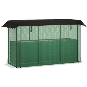Galvanized Steel Planter Box with Crop Cage and Shade Cloth, Raised Garden Bed for Flowers, Veggies and Herbs, Green (Color: Green)