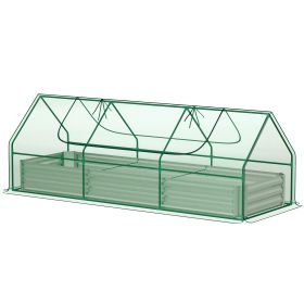 8.6 x 3 x 1ft Raised Garden Bed with Mini Greenhouse, Galvanized Raised Garden Bed with Cover for Herbs and Vegetables (Color: Green)
