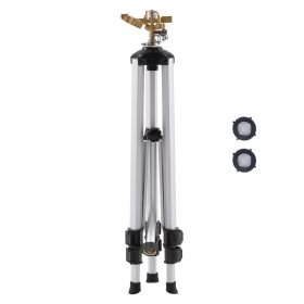 Impact Sprinkler on Tripod Base, Heavy Duty Tripod Sprinklers with Brass Head & 3/4" Connector, 360 Degree Large Area Coverage Irrigation Sprinkler (Style: 1 PC-50in-Grey)