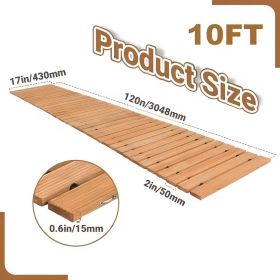6FT/10FT Roll Out Wooden Garden Pathway, Flexible Wood Walkway with Rustproof Steel Wire and Anti-Slip Surface, Outdoor Path Mat for Garden, Backyard (size: 10FT)