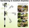 Garden Kneeler and Seat with Umbrella, 2-in-1 Foldable Gardening Stool with Adjustable Bracket, Detachable Tool Bags