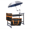 Garden Kneeler and Seat with Umbrella, 2-in-1 Foldable Gardening Stool with Adjustable Bracket, Detachable Tool Bags