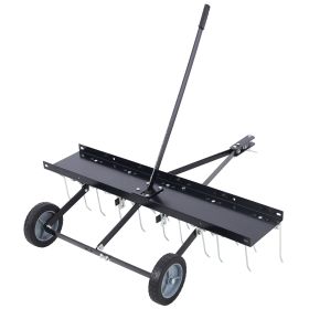 40-Inch Lawn Sweeper Tow Behind Dethatcher, Landscape Rake, Lawn Tractor Rake, Tine Tow Dethatcher Pull Behind Mower (Color: as Pic)