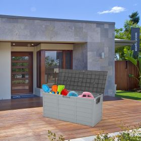 75gal 260L Outdoor Garden Plastic Storage Deck Box Chest Tools Cushions Toys Lockable Seat (Color: as picture)