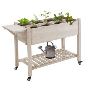 Raised Garden Bed Planter Box w/ 8 Grow Grids, Storage Shelf & Lockable Wheels (Title: Default Title)