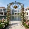 Metal Garden Arch Iron Garden Arbors Gazebo Dia81.3'' x 114.2'' High Birdcage Shape Pergola Pavilion for Wedding Ceremony Outdoor