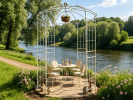Metal Garden Arch Iron Garden Arbors Gazebo Dia81.3'' x 114.2'' High Birdcage Shape Pergola Pavilion for Wedding Ceremony Outdoor