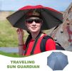 Umbrella Hat, Fishing Hat Hands Free Waterproof Adjustable Sun Rain Cap Hat with Elastic Band Fit for Fishing